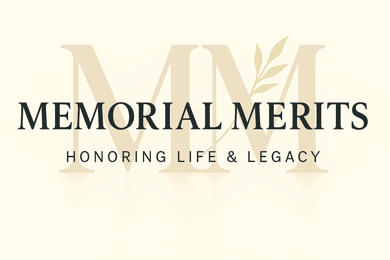 Memorial Merits header MM logo displaying "Honoring Life and Legacy" image